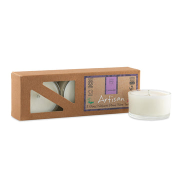 Artisan Lavender Glass Tealights 14g (Box of 3)