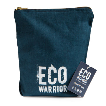 Eco Warrior Navy Linen Toiletry Bag